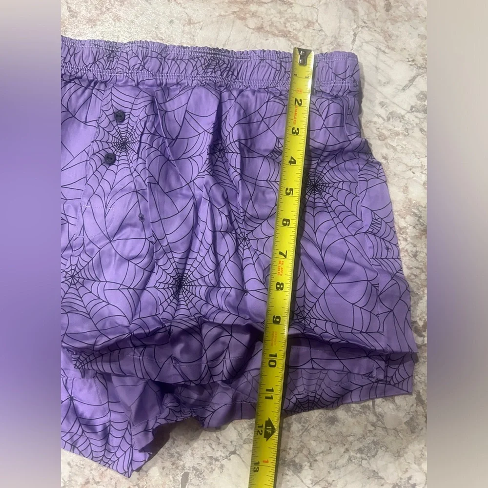 VS PINK Pajama Shorts Halloween Purple Spiderwebs Medium NWT